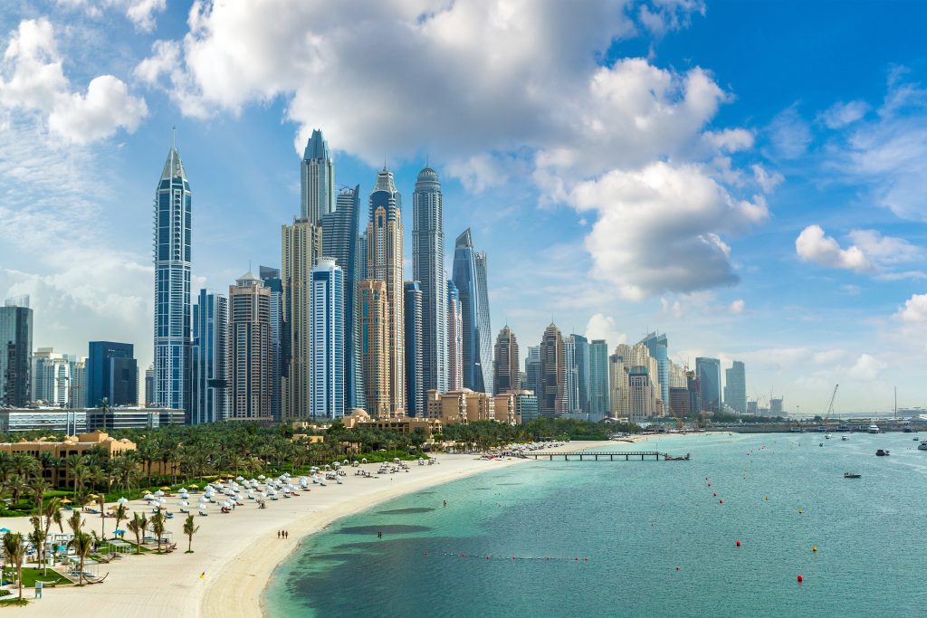 Dubai Marina in a summer day, United Arab Emirates