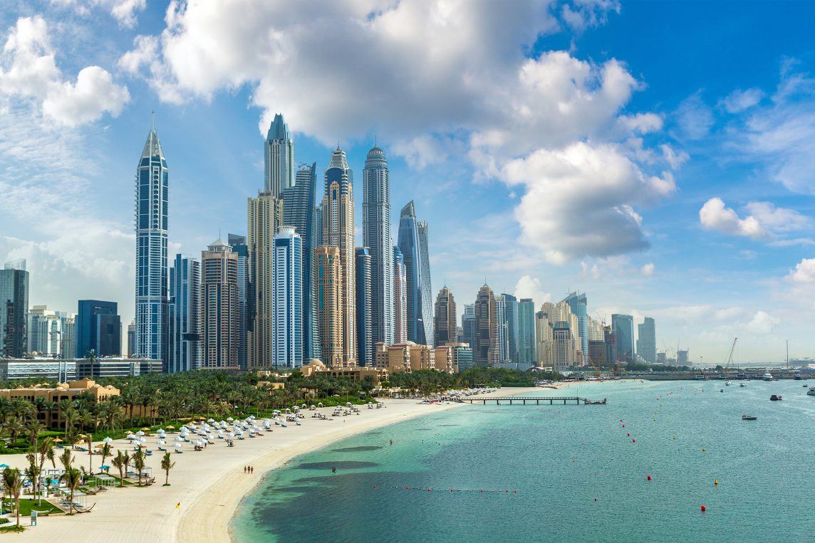 Dubai Marina in a summer day, United Arab Emirates